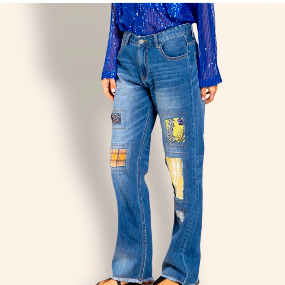 Patch Out Denim Boyfriend Jeans - Picture 2 of 4